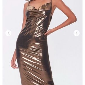 Forever 21 Metallic Cowl Neck Dress